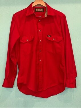 Remington Vintage Men's Bright Red Long-Sleeve Button-Down Shirt. Large.